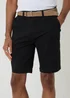 Threadbare Black Cotton Chino Shorts with Woven Belt - 36/L32 Image 4
