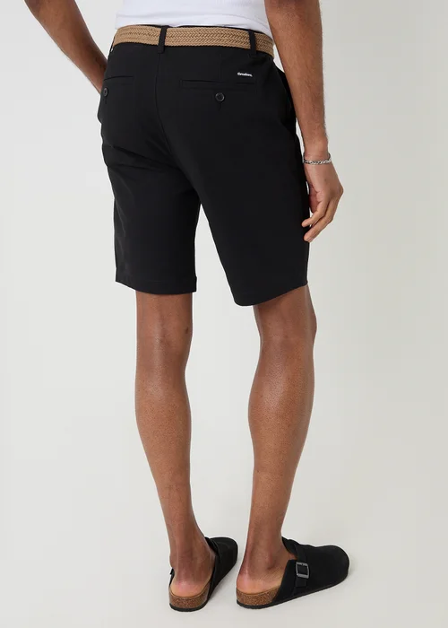 Threadbare Black Cotton Chino Shorts with Woven Belt - 36/L32 Image 2