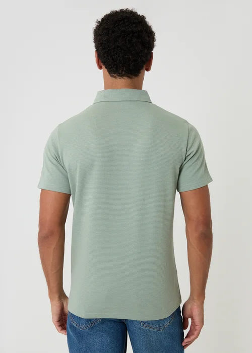 Threadbare Soft Green Textured Cotton Rich Polo Shirt - L Image 2