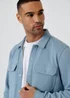 Threadbare Blue Cotton Blend Popper Fastening Pique Shacket - S Image 4