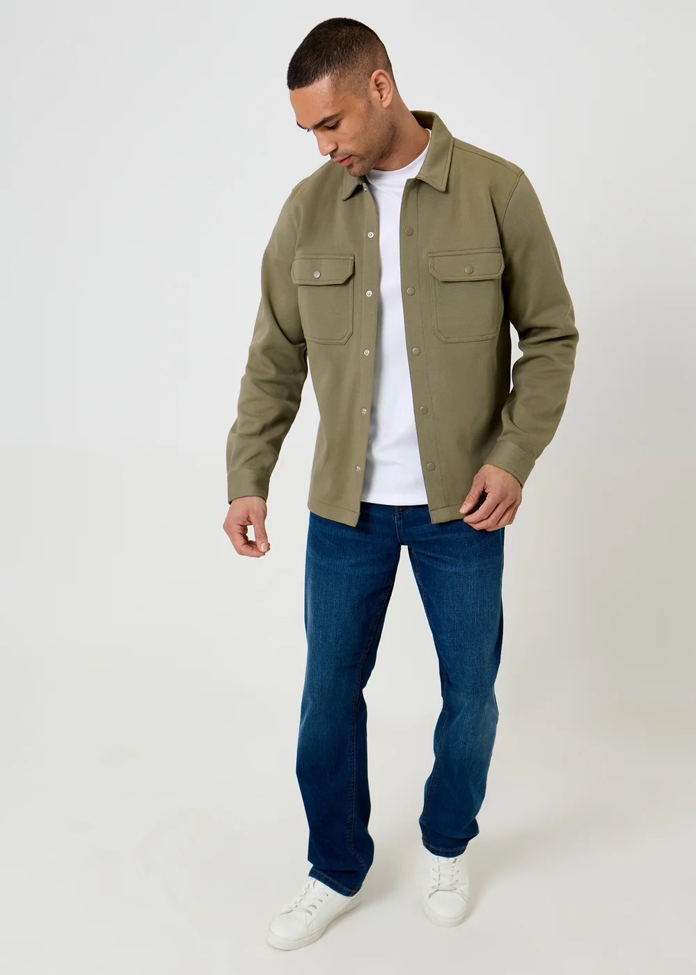 Threadbare Soft Green Cotton Blend Popper Fastening Pique Shacket - S Image 3
