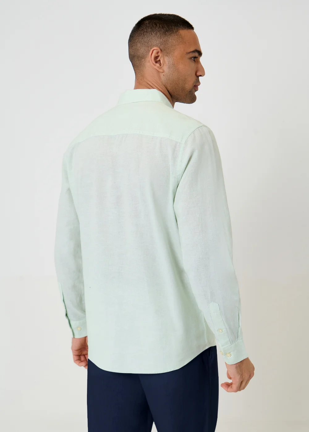 Threadbare Green Linen Blend Long Sleeve Shirt - M Image 2