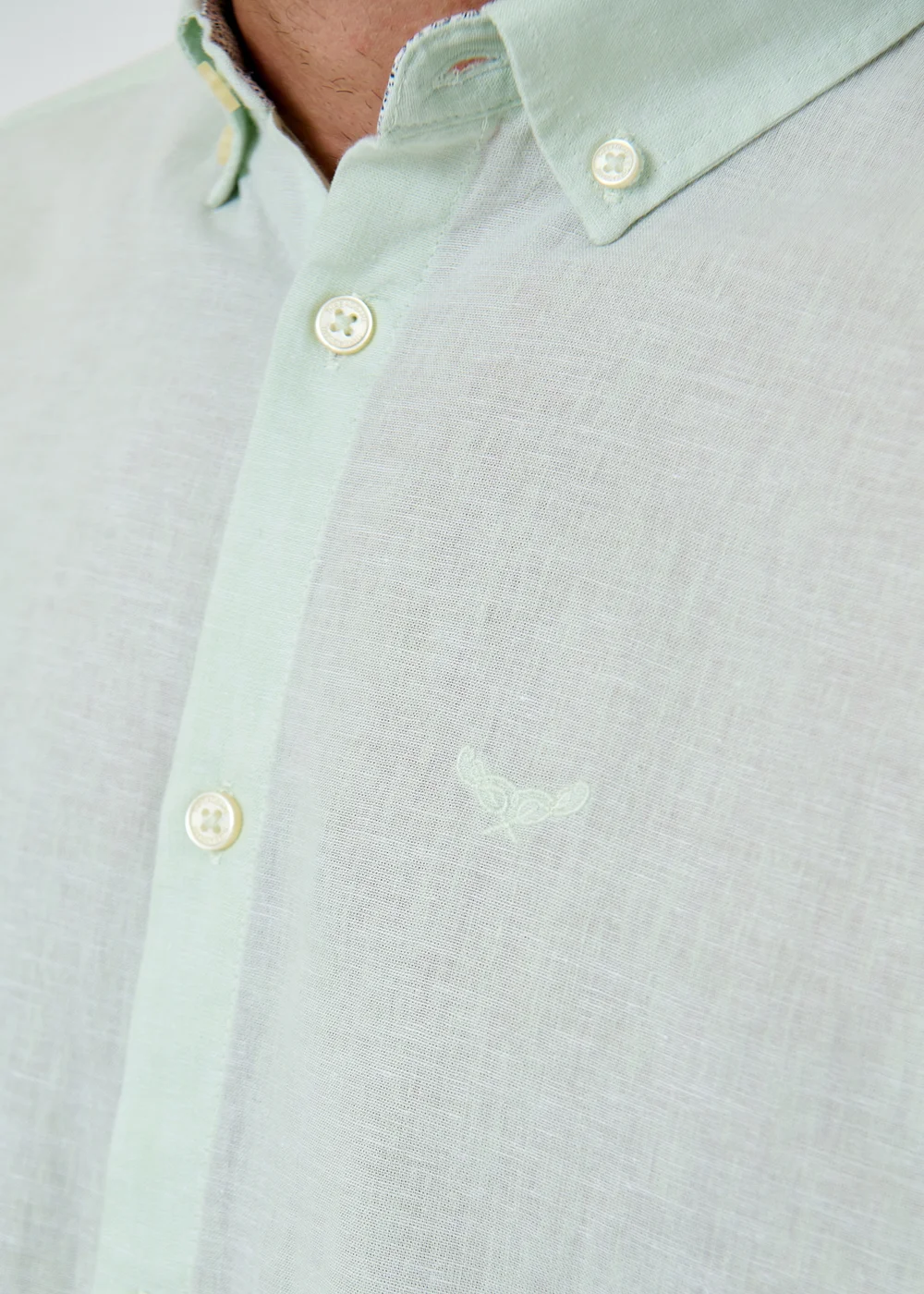 Threadbare Green Linen Blend Long Sleeve Shirt - M Image 5