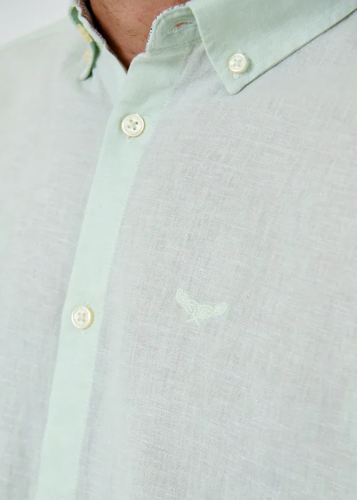 Threadbare Green Linen Blend Long Sleeve Shirt - M Image 5