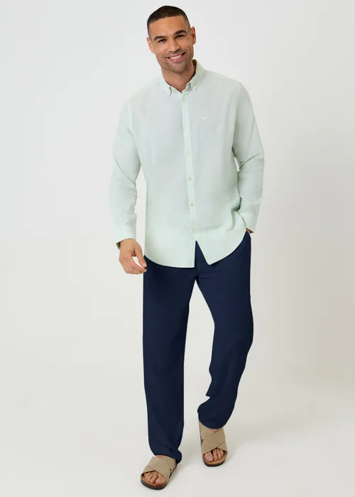 Threadbare Green Linen Blend Long Sleeve Shirt - M Image 3