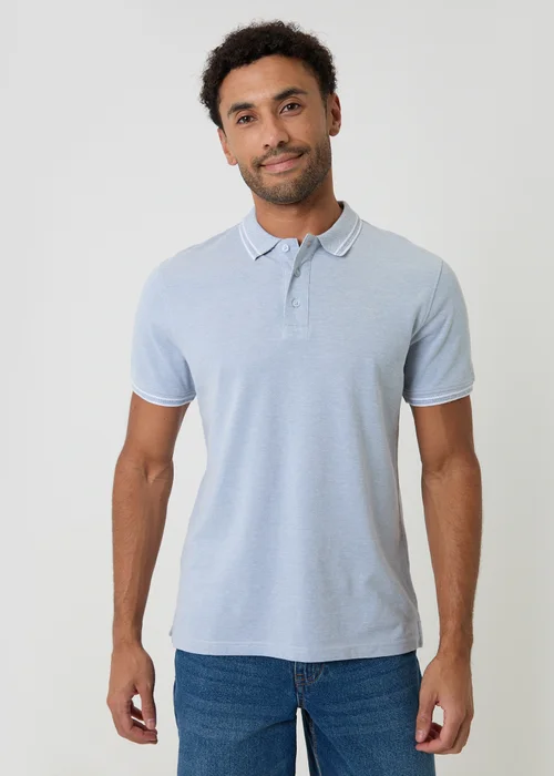 Threadbare Soft Green Two Tone Cotton Pique Polo Shirt - 2XL Image 1