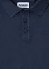 Threadbare Blue Moss Stitch Knitted Polo - L Image 5