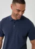 Threadbare Blue Moss Stitch Knitted Polo - L Image 4