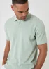 Threadbare Soft Green Moss Stitch Knitted Polo - L Image 4