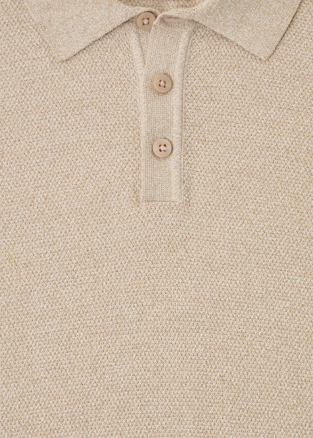 Threadbare Taupe Moss Stitch Knitted Polo - L Image 5