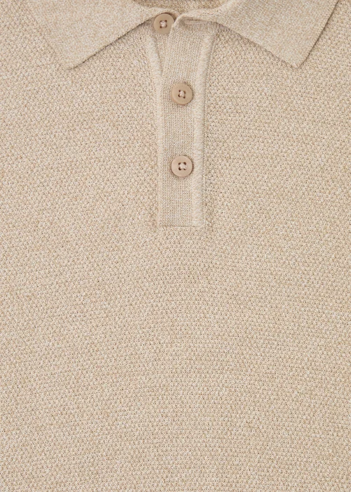 Threadbare Taupe Moss Stitch Knitted Polo - L Image 5