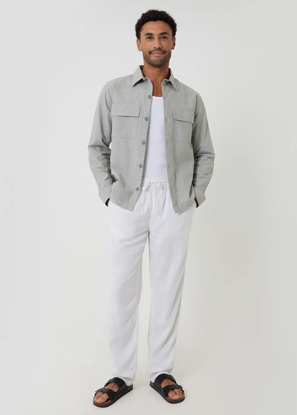 Threadbare Soft Green Linen Blend Lightweight Shacket - XL Image 3