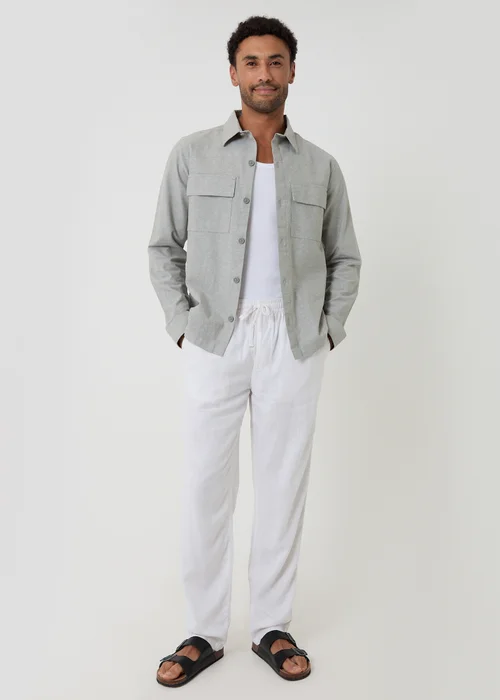 Threadbare Soft Green Linen Blend Lightweight Shacket - XL Image 3