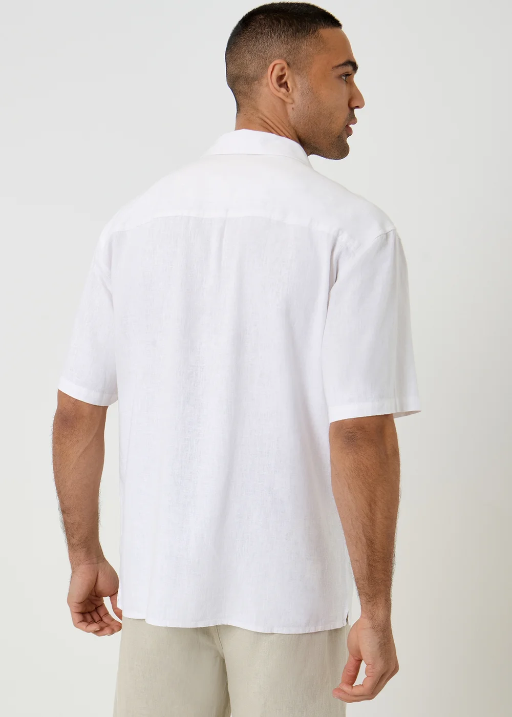Threadbare White Relaxed Fit Linen Blend Short Sleeve Shirt - S Image 2