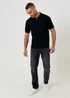 Threadbare Black Quarter Zip Knitted Polo - 2XL Image 3