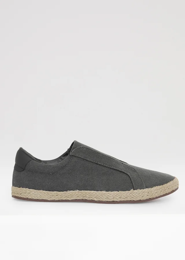 Threadbare Grey Cotton Canvas Slip On Espadrilles