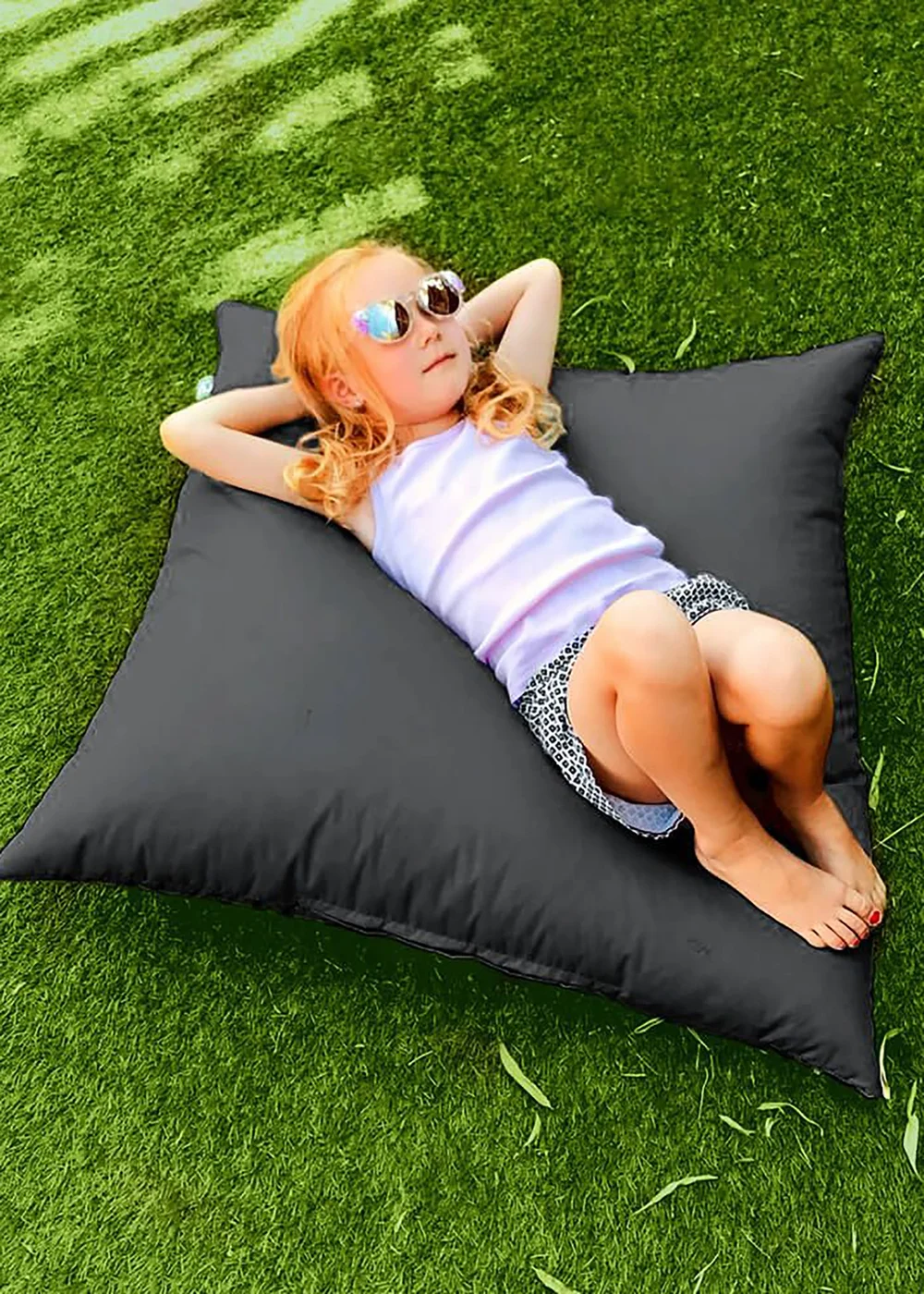 rucomfy Indoor/Outdoor Floor Cushion Grey Beanbag - One Size Image 1