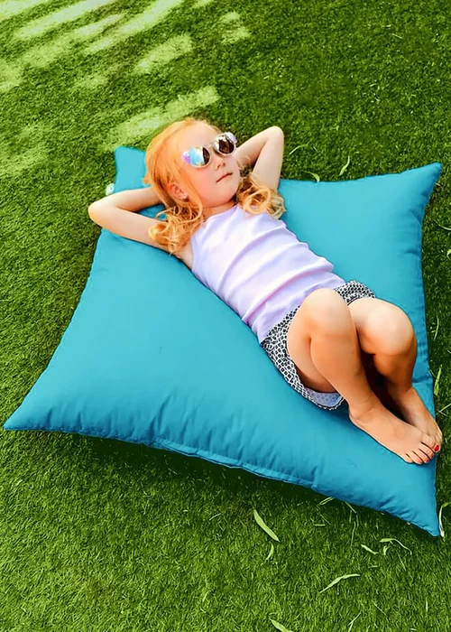 rucomfy Indoor/Outdoor Floor Cushion Turquoise Beanbag - One Size Image 1