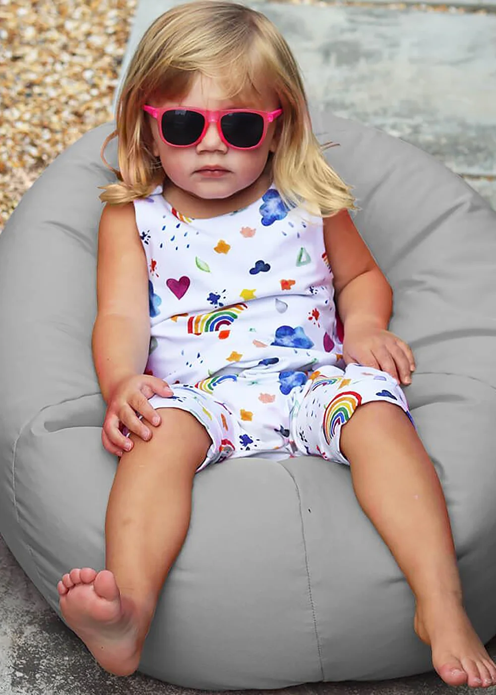 rucomfy Indoor/Outdoor Small Kids Platinum Beanbag - One Size Image 1