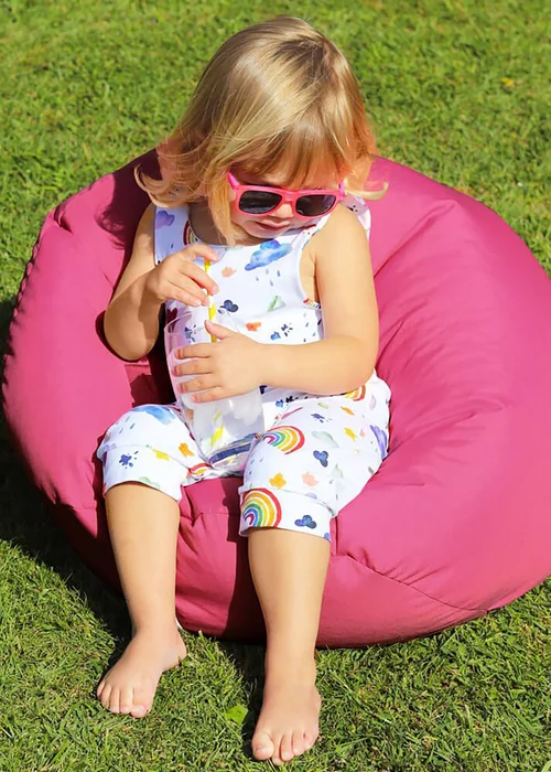 rucomfy Indoor/Outdoor Small Kids Pink Beanbag - One Size Image 2