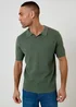 Threadbare Green Textured Knit Trophy Neck Polo - XL Image 1
