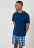 Threadbare Navy Pyjama T-Shirt & Check Shorts Set - S Image 1