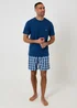 Threadbare Navy Pyjama T-Shirt & Check Shorts Set - S Image 3