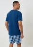 Threadbare Navy Pyjama T-Shirt & Check Shorts Set - S Image 2