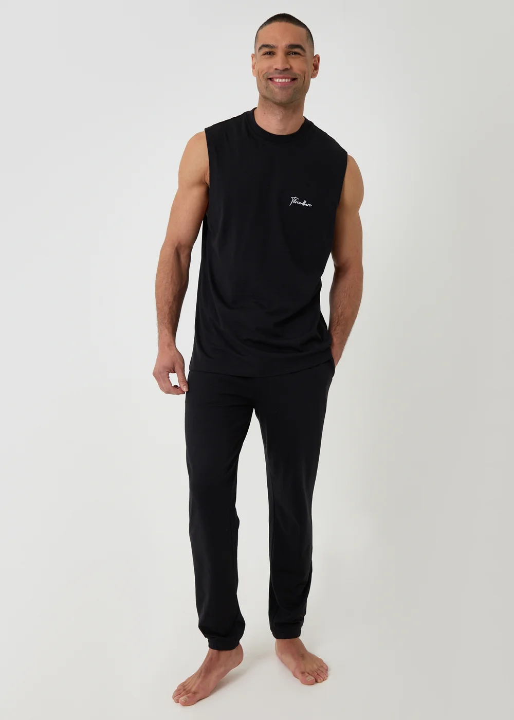 Threadbare Black Relaxed Fit Sleeveless Lounge Set - XL Image 1