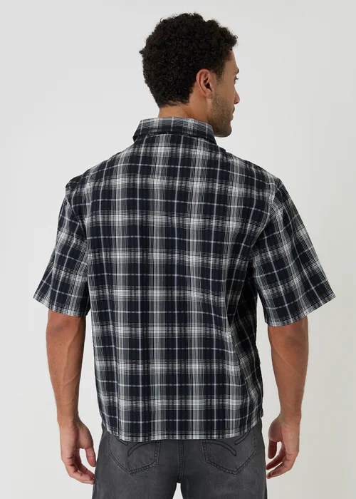 Threadbare Black Check Boxy Fit Short Sleeve Shirt - XL Image 2