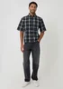 Threadbare Black Check Boxy Fit Short Sleeve Shirt - XL Image 3