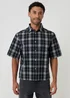 Threadbare Black Check Boxy Fit Short Sleeve Shirt - XL Image 1