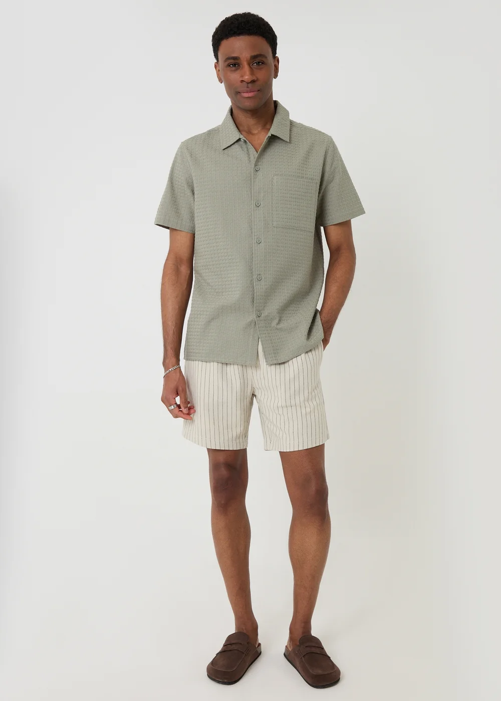 Threadbare Soft Green Textured Cotton Short Sleeve Shirt - L Image 3