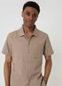 Threadbare Taupe Textured Cotton Short Sleeve Shirt - 2XL Image 4