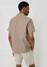 Threadbare Taupe Textured Cotton Short Sleeve Shirt - 2XL Image 2