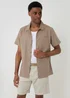 Threadbare Taupe Textured Cotton Short Sleeve Shirt - 2XL Image 1