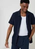 Threadbare Navy Boxy Fit Textured Short Sleeve Shirt - L Image 1