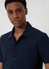 Threadbare Navy Boxy Fit Textured Short Sleeve Shirt - L Image 4