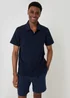 Threadbare Navy Boxy Fit Textured Short Sleeve Shirt - L Image 5
