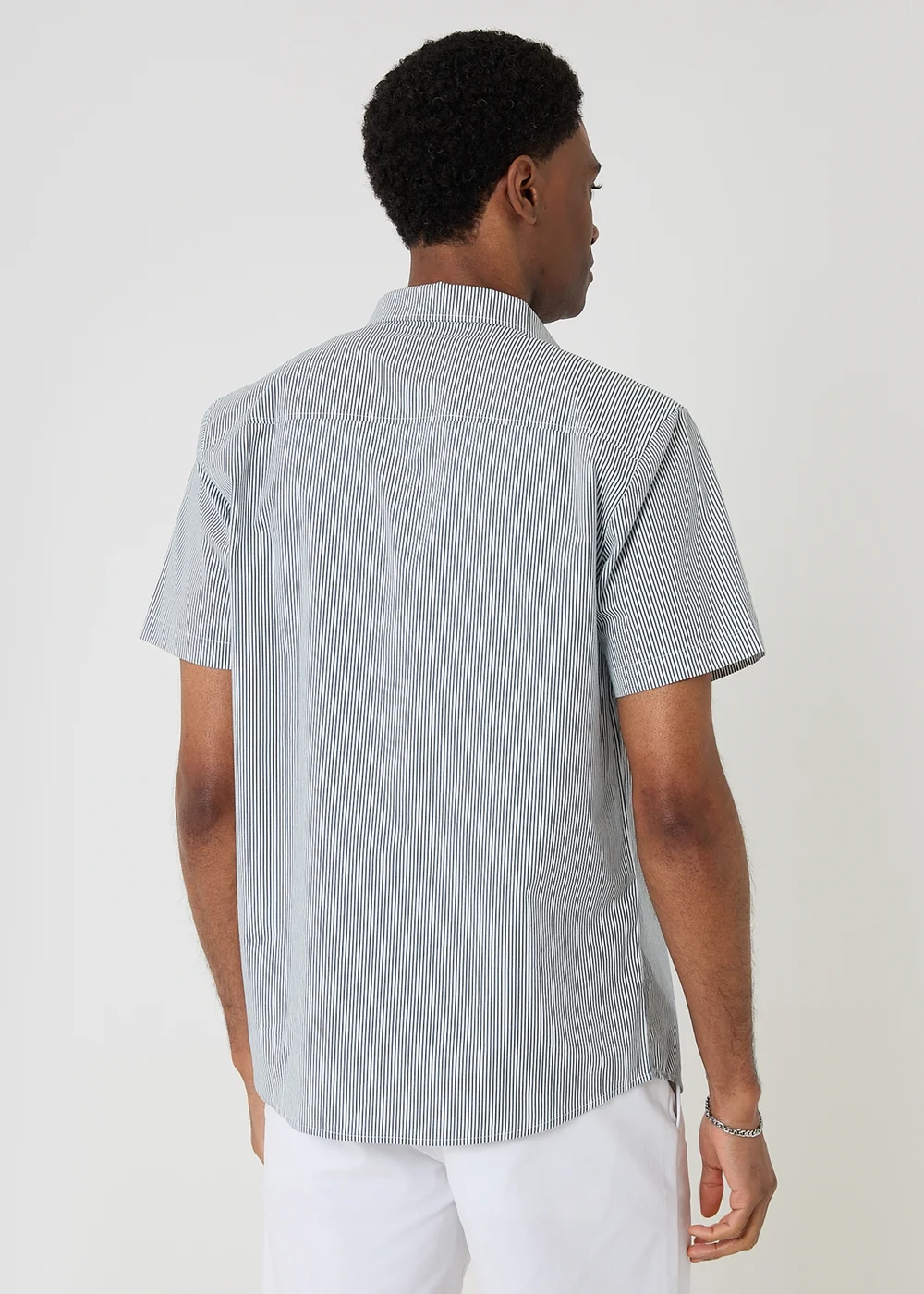 Threadbare Blue Stripe Cotton Poplin Short Sleeve Shirt - XL Image 2
