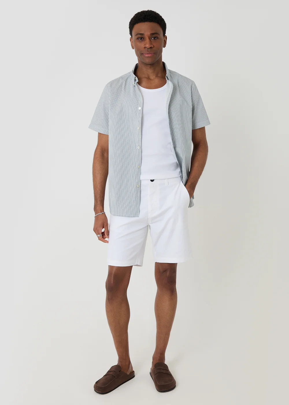 Threadbare Blue Stripe Cotton Poplin Short Sleeve Shirt - XL Image 3