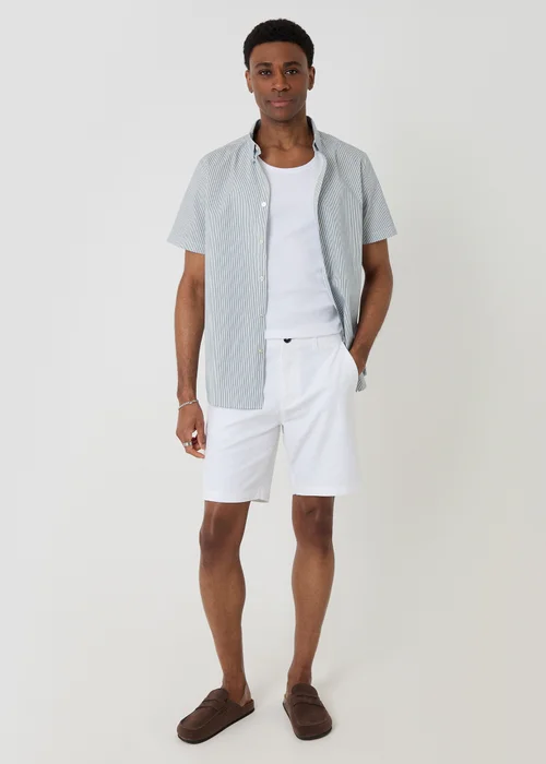 Threadbare Blue Stripe Cotton Poplin Short Sleeve Shirt - XL Image 3