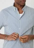 Threadbare Blue Stripe Cotton Poplin Short Sleeve Shirt - XL Image 4