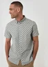 Threadbare Soft Green Palm Tree Print Cotton Poplin Short Sleeve Shirt - L Image 1