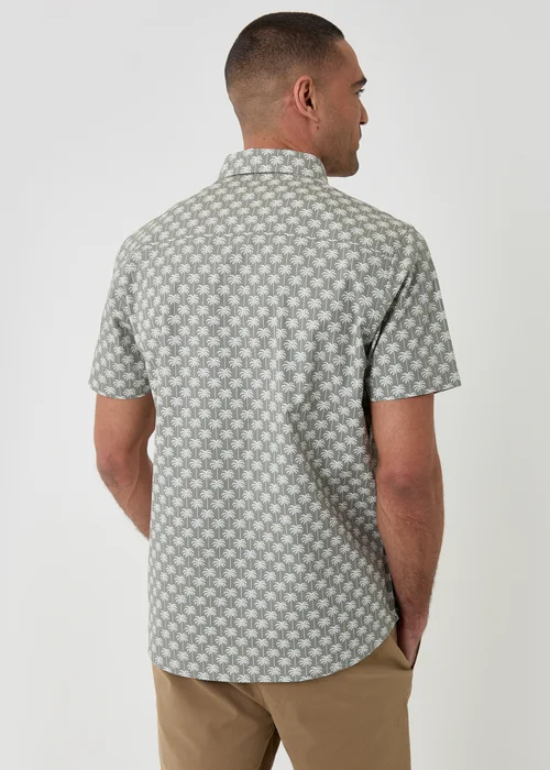 Threadbare Soft Green Palm Tree Print Cotton Poplin Short Sleeve Shirt - L Image 2