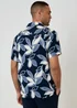 Threadbare Navy Leaf Print Short Sleeve Shirt - L Image 2
