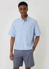 Threadbare Blue Stripe Boxy Fit Cotton Short Sleeve Shirt - XL Image 1