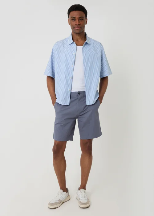 Threadbare Blue Stripe Boxy Fit Cotton Short Sleeve Shirt - XL Image 3