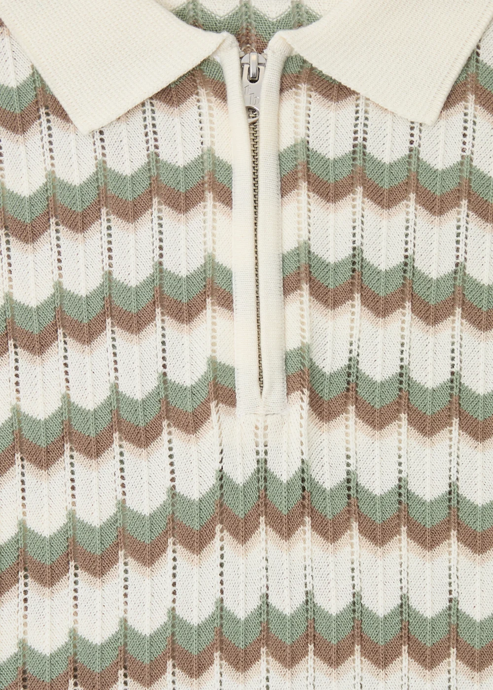 Threadbare Multi Herringbone Knitted Quarter Zip Polo - M Image 5