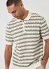 Threadbare Multi Herringbone Knitted Quarter Zip Polo - M Image 4